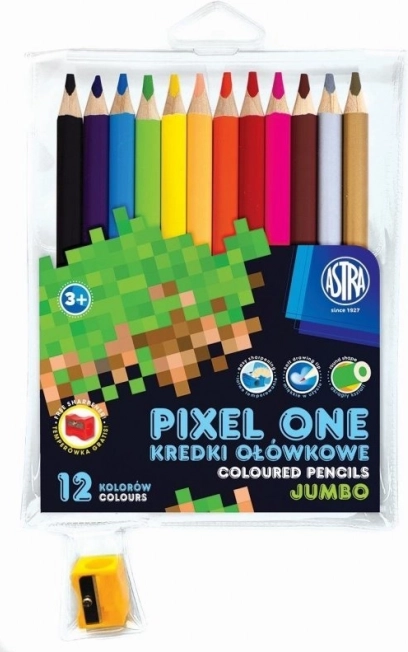ASTRA kleurpotloden Pixel One jumbo 12 stuks met slijper