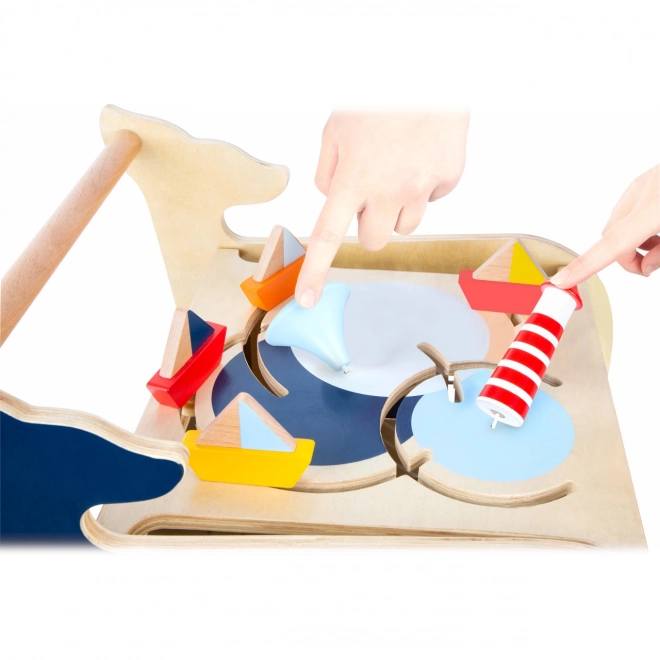 Houten loopwagen in de vorm van een walvis Small Foot