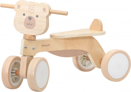 Houten loopfiets POLARB beertje met stille wielen