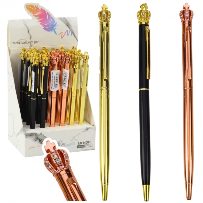 Automatische metalen pen Kroon blauwe inkt 1,0 mm