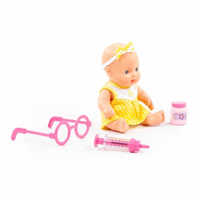 Zieke baby met accessoires