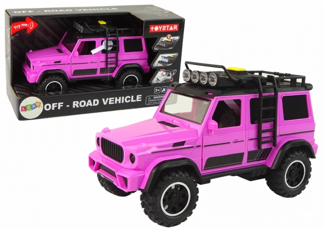 Roze terreinwagen met frictie-aandrijving 1:14