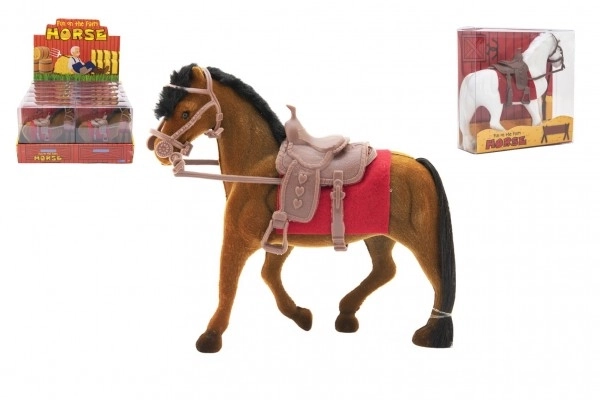 Paard met zadel 18cm 3 kleuren in doos 16x16,5x5,5cm