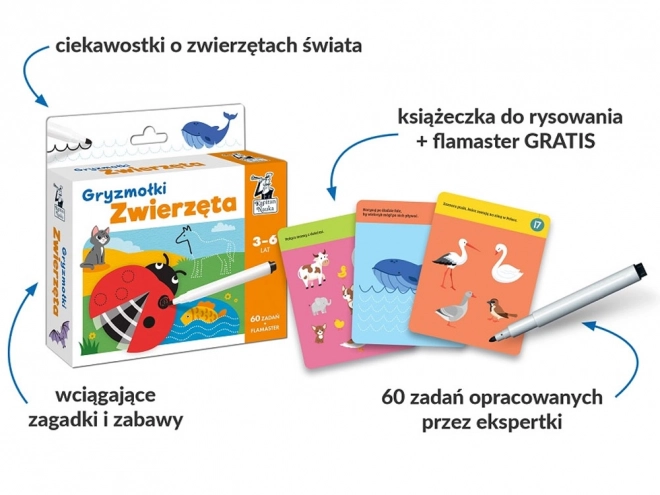 Creatieve tekenkaarten dieren 3-6 jaar