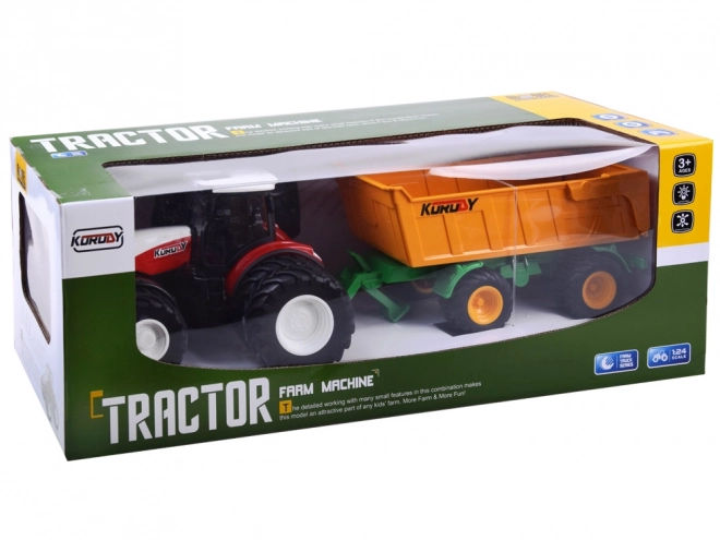 Afstandsbediende tractor met rubberen wielen + aanhanger RC0601