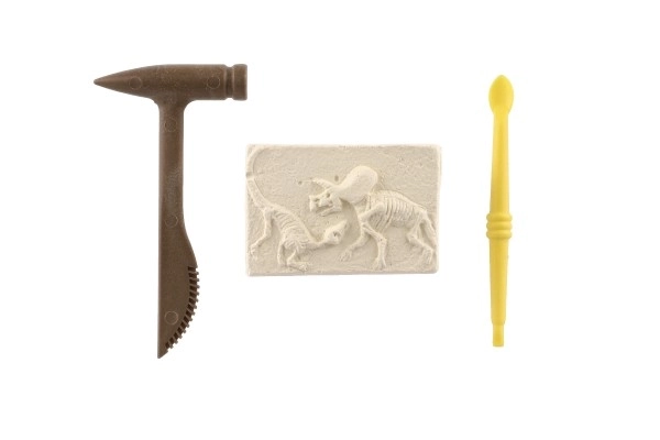 Kleine archeoloog dinosaurus fossiel plastic 2 kleuren in blister 12,5x19x5cm 12 stuks in doos