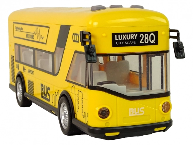 Gele stadsbus met frictie-aandrijving 1:18