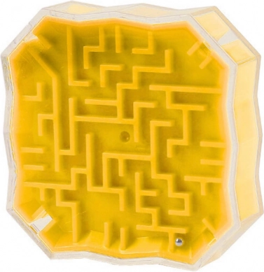 Logisch spel Doolhof met knikker geel