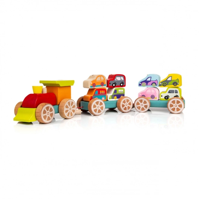 CUBIKA 13999 Trein met auto's - houten puzzel 14 stukken
