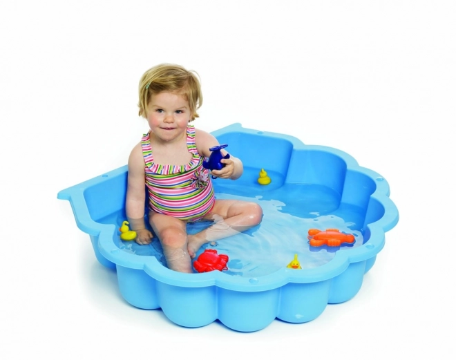 Zandbak schelp met deksel blauw