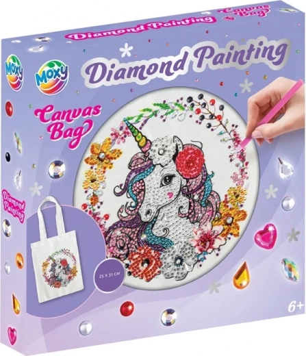 Diamant schilderen – canvas tas Eenhoorn 25 × 31 cm