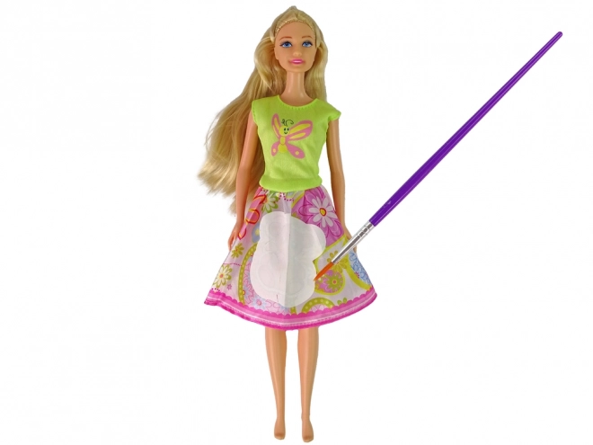 Lange haren schilderjurk pop – blondine