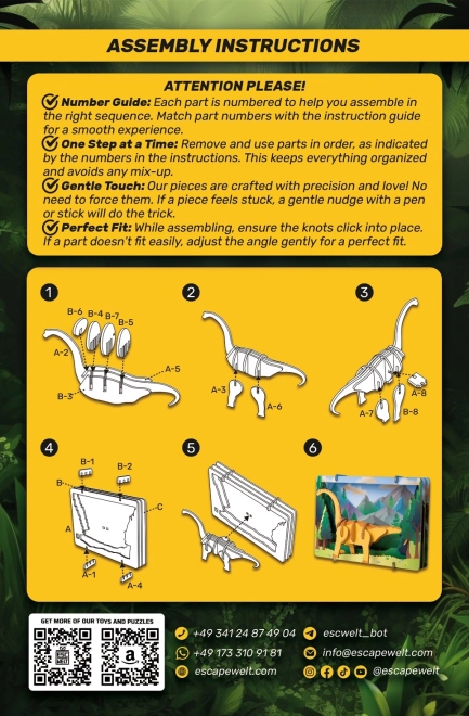 EscapeWelt 3D houten puzzel Brontosaurus