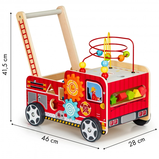 Houten educatieve loopwagen met blokken - Brandweerauto ECOTOYS