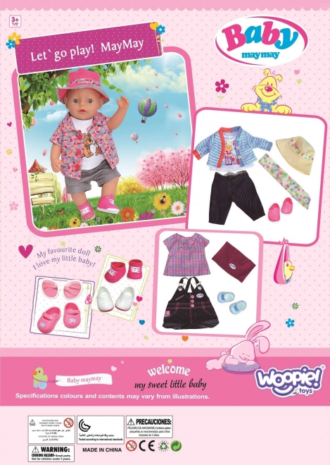 Stijlvolle kleding voor pop LOVE met bril en schoentjes 43-46 cm