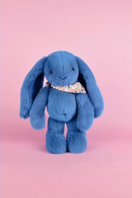 Pluchen konijnetje met blauwe sjaal 35 cm