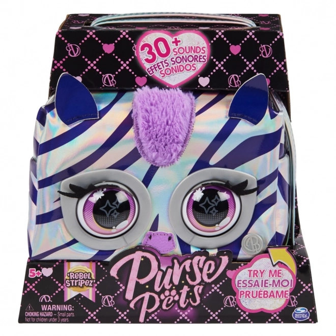 Metalen interactieve tas Purse Pets zebra