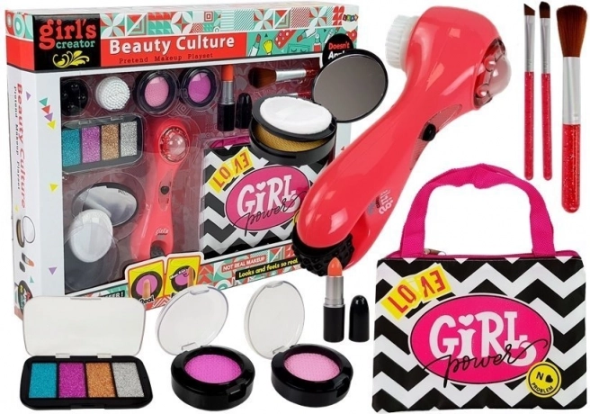 Schoonheidsset met tasje, massager en lippenstift