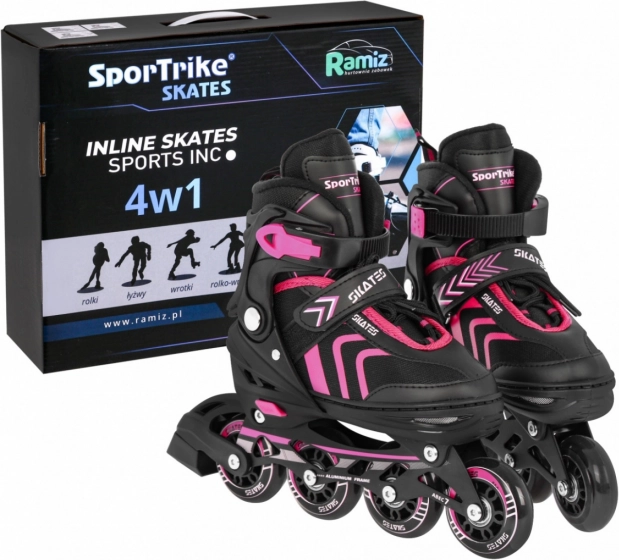 Set 4-in-1 kinder skates: inline, quads en ijsschaatsen, maat 29–33 – Roze