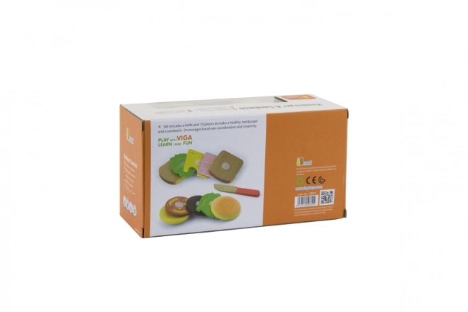 Houten hamburger en sandwich