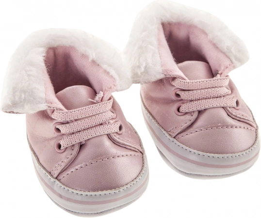 Schoentjes voor pop – roze sneakers met bont