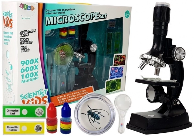 Educatieve microscoop voor kinderen voor jonge wetenschappers 900x 600x 100x