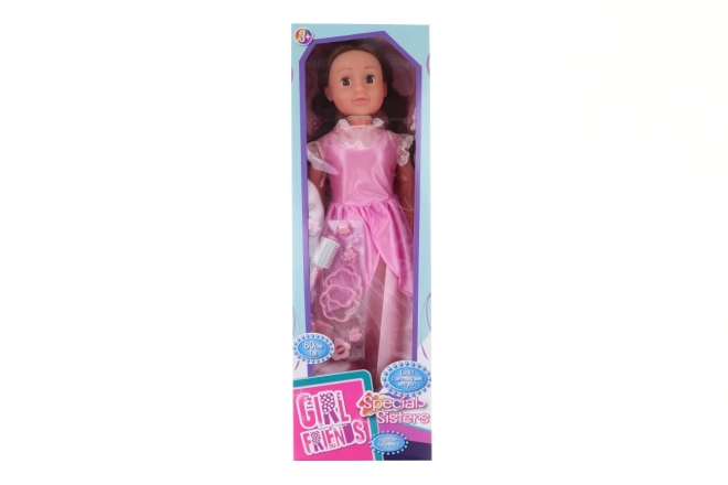 Wandelende pop Roze jurk 80 cm