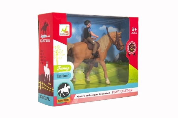 Paard + Jockey plastic 15cm in doos 20x16x5,5cm