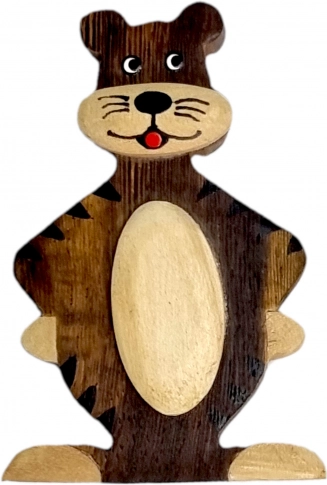 Houten magneet tijger – handgemaakte decoratie voor op de koelkast