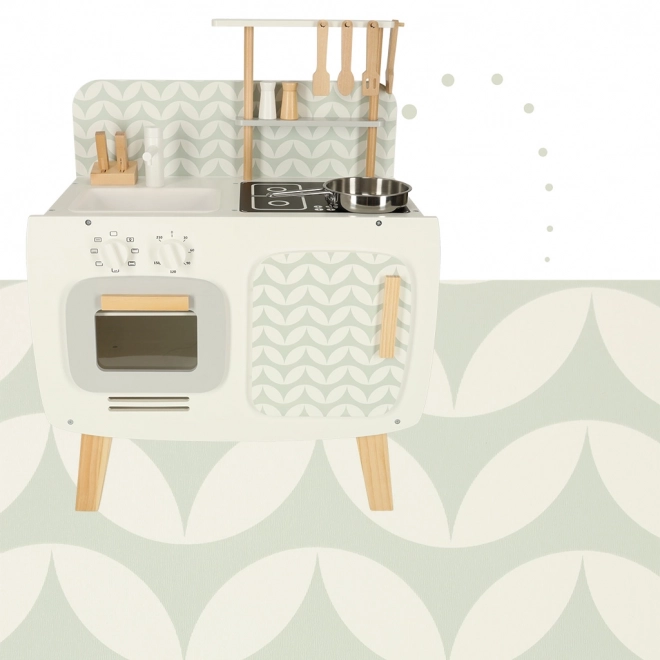 Retro houten kinderkeuken met accessoires