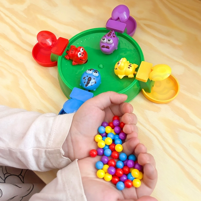 Leuk spel hongerige vrolijke kikkers en krokodillen