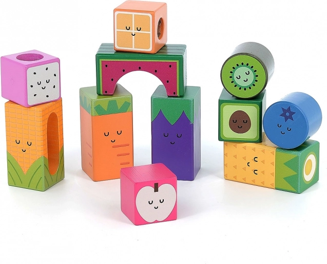Vilac geluidsblokjes fruit – houten sensorische set 11 stuks