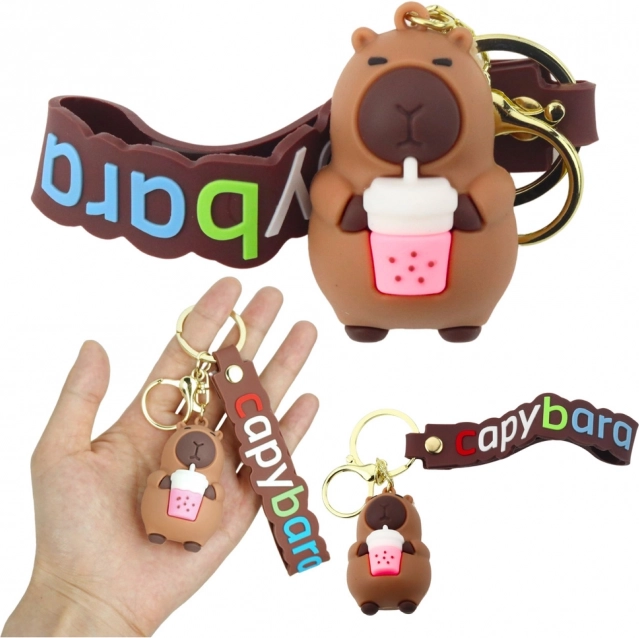 Sleutelhanger capibara met mok
