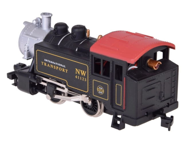 Elektrische treinstellen met klassieke stoomlocomotief en bedieningsunit