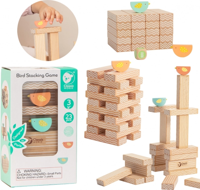 Houten balansspel vogeltjes 23 stuks – Classic World