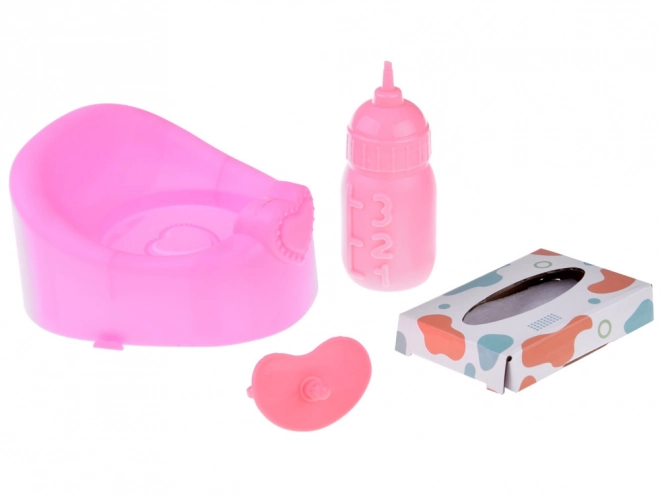 Baby pop met lange haren, praat en huilt