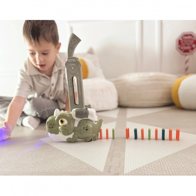 Elektrische locomotief dinosaurus met Domino-blokken
