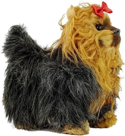 Interactieve pluche York-hond – beweegt en blaft, bruin‑zwart