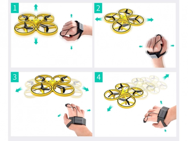 Drone bestuurd door handgebaren + afstandsbediening Quadrocopter RC0573 – Geel