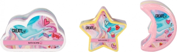 Bruisballen voor in bad in de vorm van maan, wolk en ster CREATE IT!