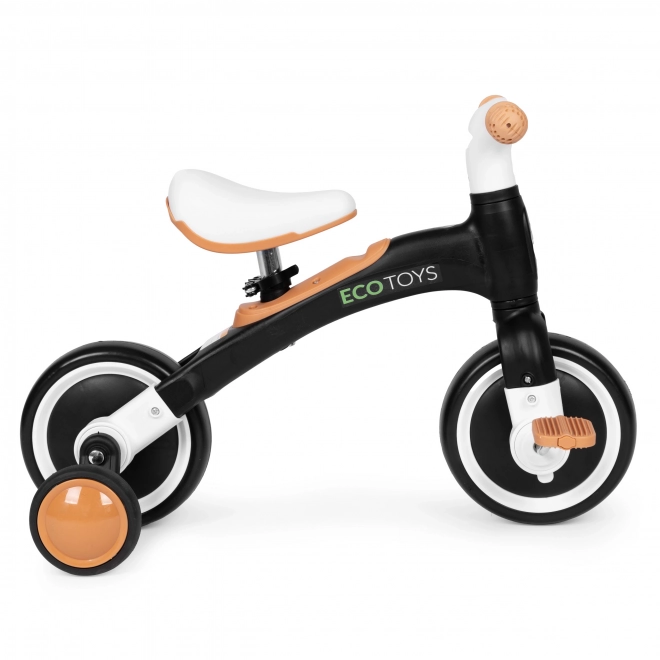 Loopfiets met pedalen en zijwieltjes zwart ECOTOYS