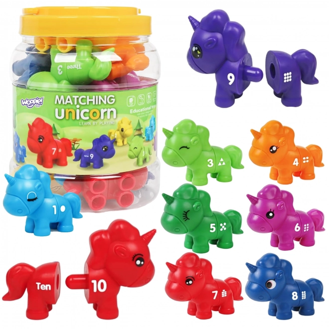 Montessori set voor het leren van cijfers en kleuren Eenhoorns