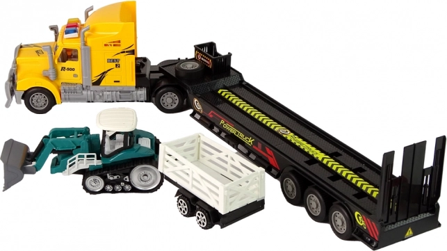 Transport van machines op de oplegger