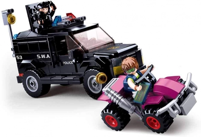 Sluban Politie M38-B0653 SWAT gepantserd voertuig en boef op quad