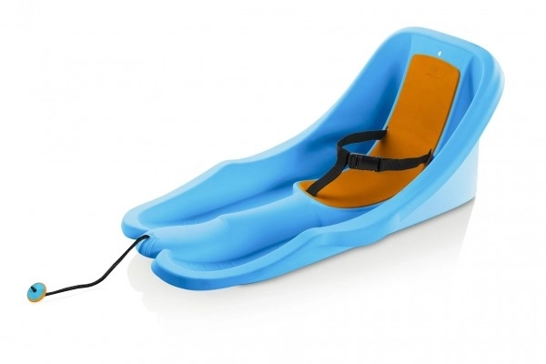 Baby rijder blauw met oranje zadel