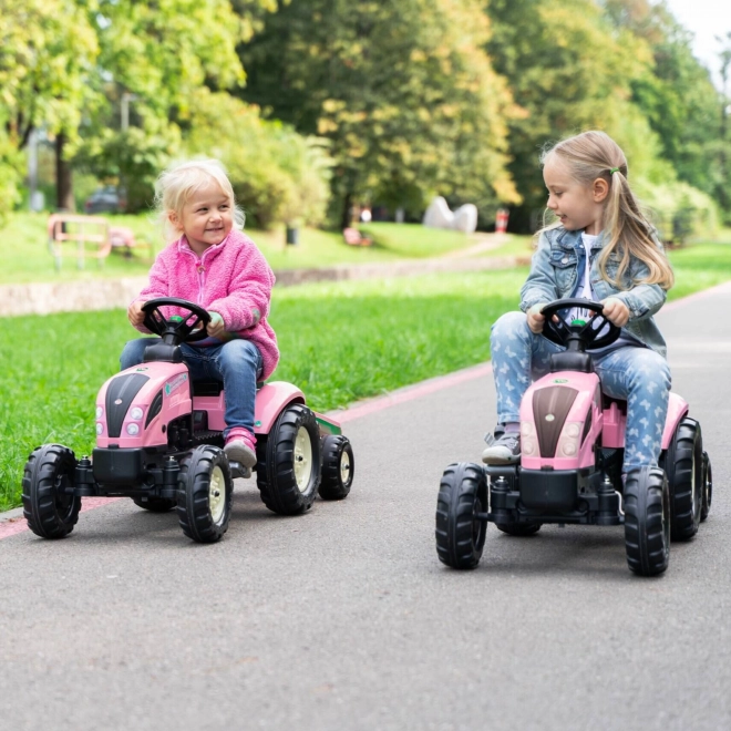 Tractor trapauto County Star met roze aanhangwagen