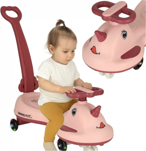 Roze LED Unicorn loopfiets met handgreep
