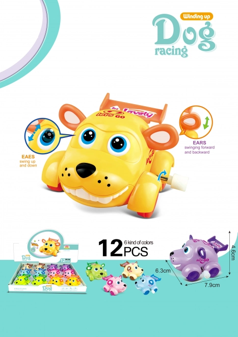 Plastic opwindende hond 8 cm