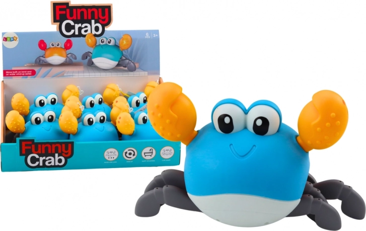 Opwindbare badspeelgoed krab – zwemt en loopt, blauw