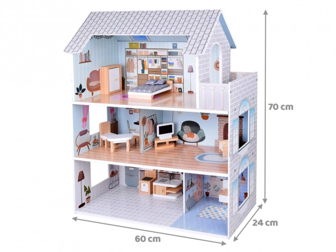 Betoverend huisje met meubels Stijlvolle houten villa voor poppen ZA5368